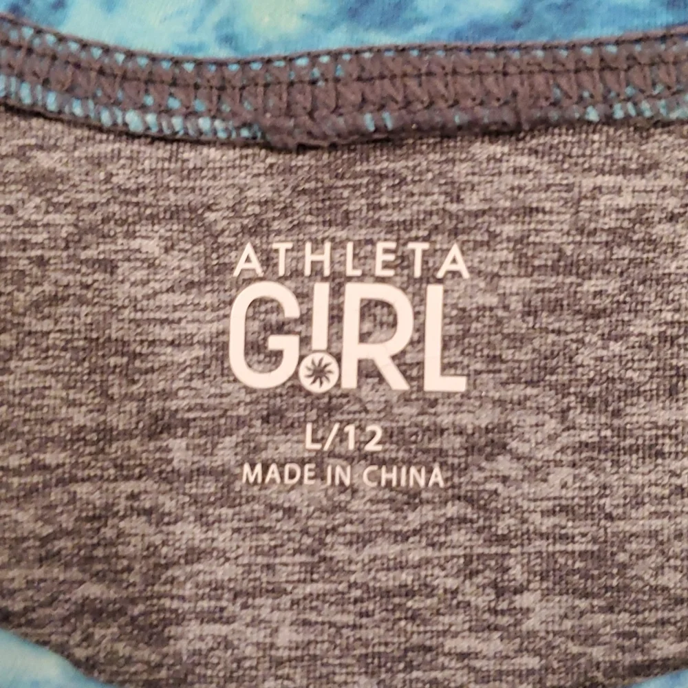 Girls Athleta Girl gray & blue tie dye shirt size L(12)